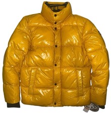Michael Kors MK Logo Men’s Yellow Quilted Patent Nylon Puffer Jacket Size Small