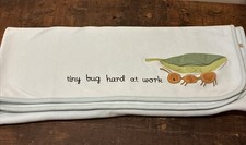 VTG 2006 Gymboree Tiny Bug Hard At Work Baby Swaddle Blanket 36x31 Reversible