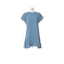 RED Valentino Powder Blue Short-Sleeve Scallop-Hem Dress 38 6