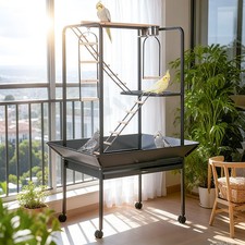 Pet Products Parrot Playstand with Wheels, Bird Cage Stand Activity Play Cent...