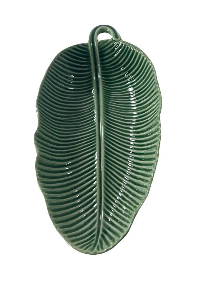 Vintage Bordallo Pinheiro Banana Leaf Serving Bowl 11" Long Green Excellent - Изображение 2 из 4