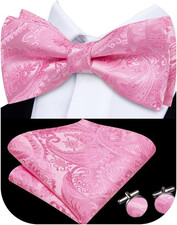 Bow Ties for Men Pre-Tied Pocket Square with Cufflinks Mens Bowtie Sets for Wedd