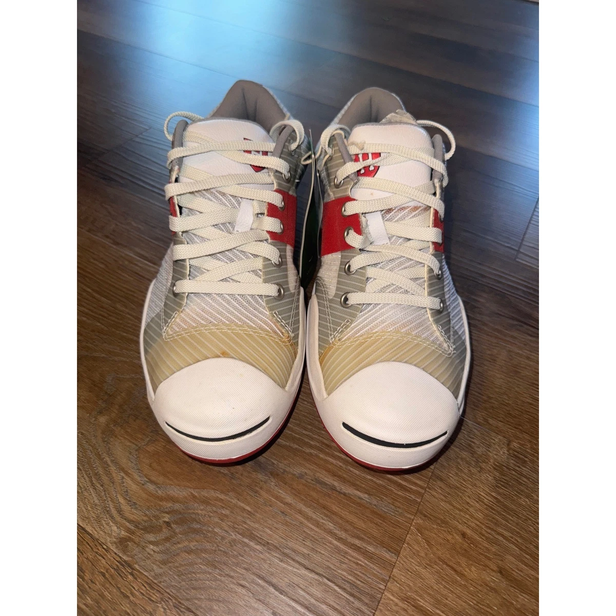 Converse Jack Purcell Low Top Sneaker Herren Größe 11 Weiß Rot Textil
