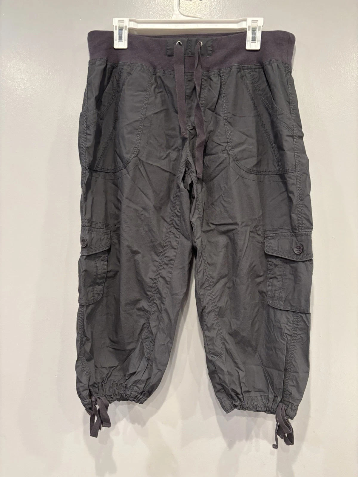 Calvin Klein Cropped Pants Womens Sz L GrayQuick Dry Performance Hiking Roll Tab