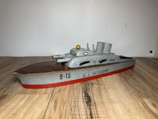 Keystone USN-1 #215 Battleship C 1940 Wood Model 15.5"L Vintage
