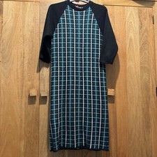 Vintage Jumper Dress Ladies 10 Black Green Plaid Du Point Turbo Orlon 1970's