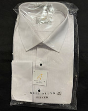 Neil Allyn 100 Cotton Fitted Pleated French Cuff Tux Shirt 18 34/35