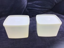 2 Vintage Tupperware 9cm Deep Sandwich Food Storage Container Box c12.5 x 11.5cm