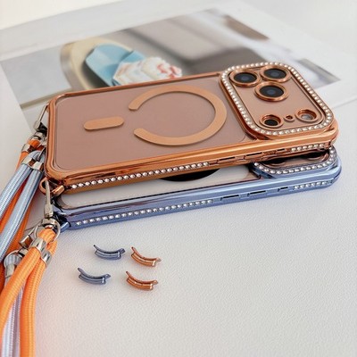 Hülle mit Band für iPhone 17 16 15 14 Pro Max Handy Schutz Stoßfeste Cover Etui