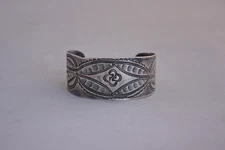 Old Pawn Navajo Ingot Silver Handstamped Bracelet Cuff - 6 7/8" -