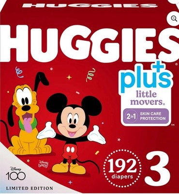 Huggies Plus Little Movers Diapers Size 3 (192 ct) 2-in-1 Active Baby Disney NEW