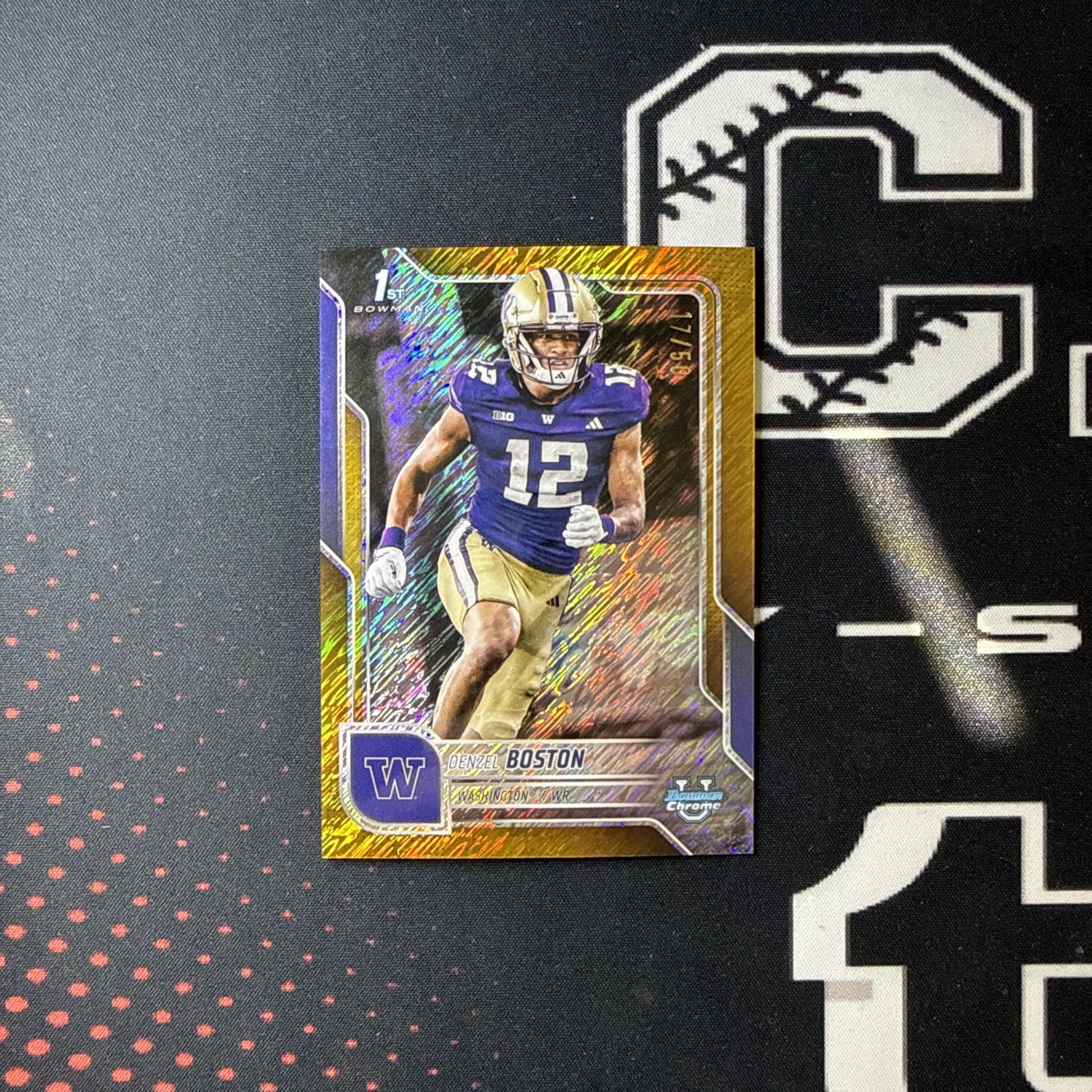 2025 Bowman Chrome University Denzel Boston 1st Gold Shimmer /50 Washington