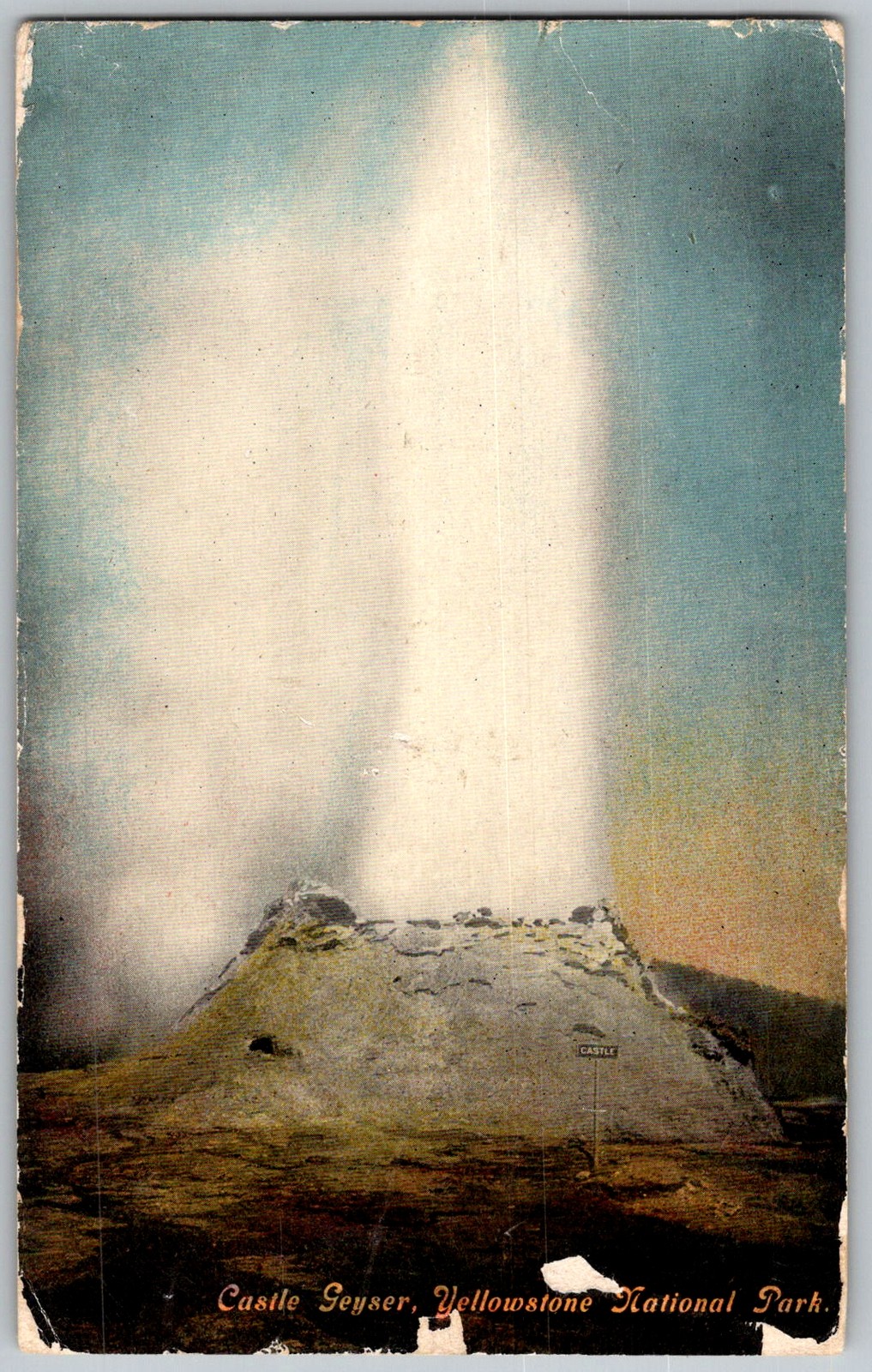 Antique Postcard Castle Geyser Yellowstone National Park, WY 1910s