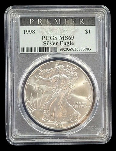 1998 Silver American Eagle Premier PCGS MS69 $1 (36873903) 1oz .999 Fine Silver