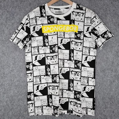 SpongeBob Shirt Mens Medium Nickelodeon Cartoons All Over Print Graphic Tee