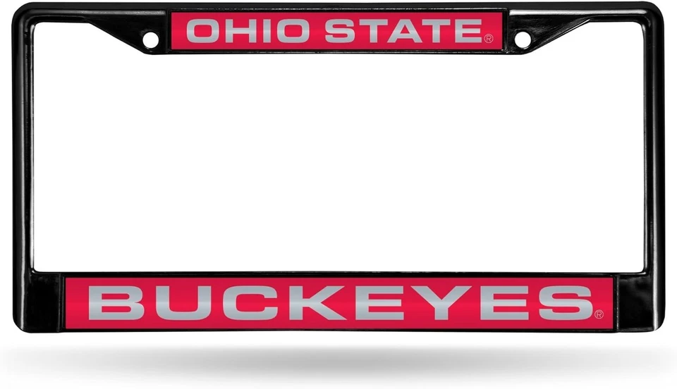 Marco de matrícula cromado corte láser Ohio State Buckeyes - 12" x 6" idea de regalo Foto 3 de 4