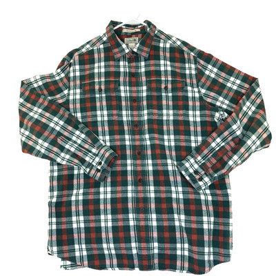 LL Bean Mens Dress Shirt Flannel L Traditional Red Green Fit Cotton Thick Warm