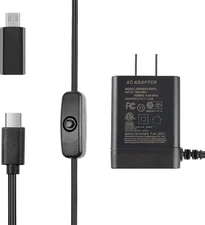 Smraza 5.1V 3A Power Supply Compatible with Raspberry Pi 4 On/Off Switch, USB-C 