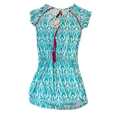 NWT Hatley Womens M Spandex Dress Medium Turquoise Blue White Purple Stitching