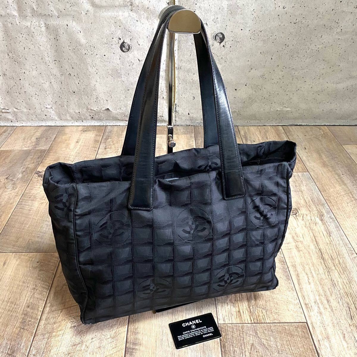 CHANEL Black Canvas Leather Travel Tote Bag 9th Series Neutral Line