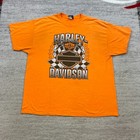 VTG Harley Davidson Shirt 2XL XXL Orange Black Kentucky Motorcycle Cowboy Mens