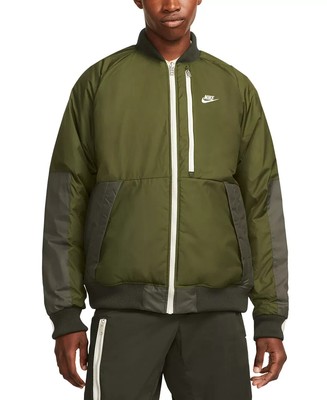 Nike Therma-FIT Legacy Reversible Water Repellent Bomber Jacket in Rough Green-M