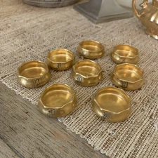 Set of 8 Gold Vintage Open Salt Cellars Gold Porcelain Antique