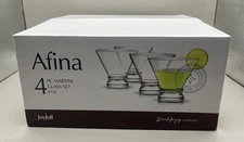 Afina Joyjolt Barware Set Of 4 Cocktail Glasses 8oz Stemless Martini Glasses NEW
