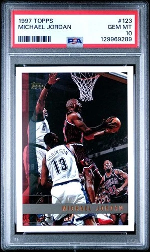 1997 Michael Jordan Topps PSA 10 Low POP Gem Mint Pristine Bulls 97 HOF #123