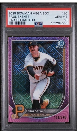 Paul Skenes 2025 Bowman Chrome PINK Mojo Refractor /199 PSA 10💎CY YOUNG🏆RARE