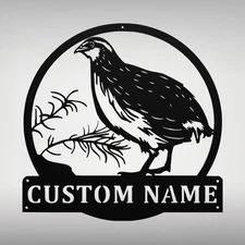 Personalized Quail Bird Metal Sign Custom Wildlife Decor Gift for Bird Lovers