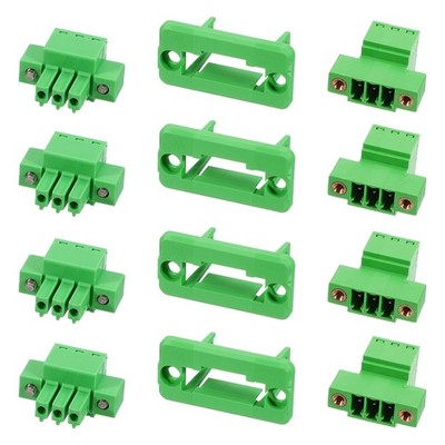 4Set 3 Pin 3.5mm Pitch PCB Flange Mount Screw Terminal Block Connector Plug