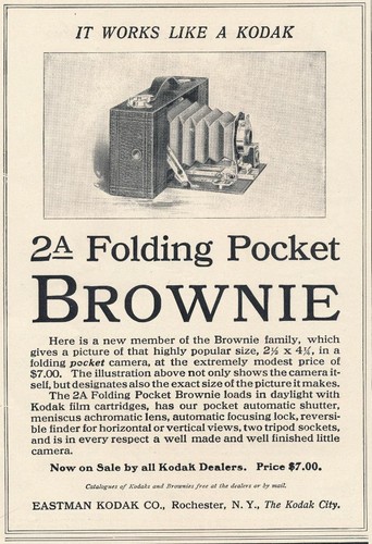 Magazine Ad - 1910 - Kodak Camera - 2a Folding Pocket Brownie