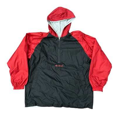 Nike Full Zip Reversible Windbreaker Hoodie Vtg 90s Medium Center Swoosh Check