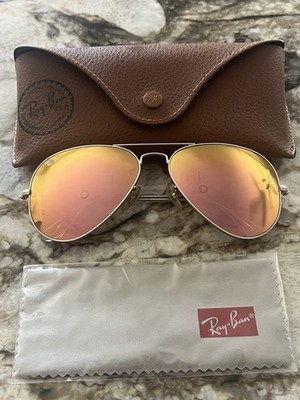 Ray Ban Gold Pink Mirror Aviator Sunglasses 58mm large Ray-Ban Aviator Flash Lenses XL (58 - 14) with Violet lenses  main image 2