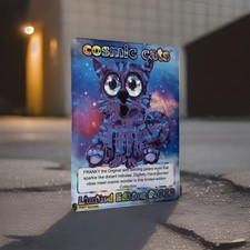Tarjeta de arte en miniatura Cosmic Cats FRANKY ACEO 1ª 2,5x3,5 hecha a mano digitalmente por FT