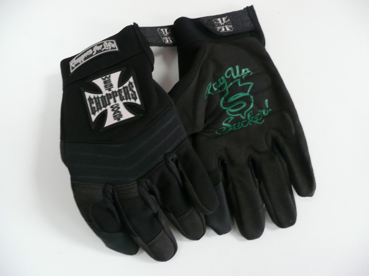 WEST COAST CHOPPERS PAY UP SUCKER RIDING GLOVES - BLACK **BRAND 