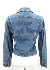 VTG 50s Boy's Lee Riders Denim Jean Jacket W/ Lettering 1950s Women's Sz XS/S