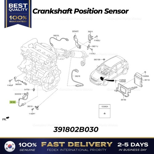 ⭐Genuine⭐ Crankshaft Position Sensor 391802B030 for Hyundai Elantra Kia Forte - Picture 4 of 4