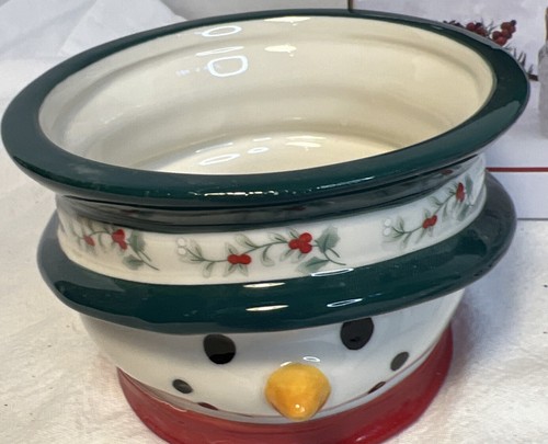 New Winterberry Platzgraff 2 Figurative Dip Bowl Holiday Santa And Snowman - Picture 3 of 4