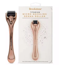 Brookstone Derma Roller Titanium Micro Needling Facial & Scalp Rejuvenation NIB