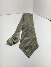 Perry Ellis 100% Italian Silk Tie Verigated Stripe. Brown Tan Grey 4"W X 57"L.