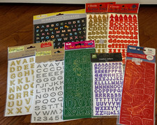 Lot of 8 Packs Alphabet Stickers Assorted Styles, Sizes Colors Scrapbooking