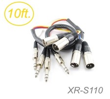 10ft. XLR Male to 1/4in TRS Male 4-Channel Balanced Audio Snake Cable - XR-S110