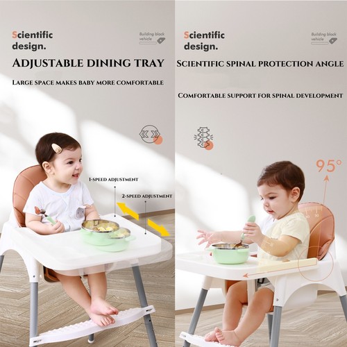 XCJump Adjustable Baby High Chair with Tray, Footrest & 5-Point Harness for 6M–6 - Picture 30 of 32