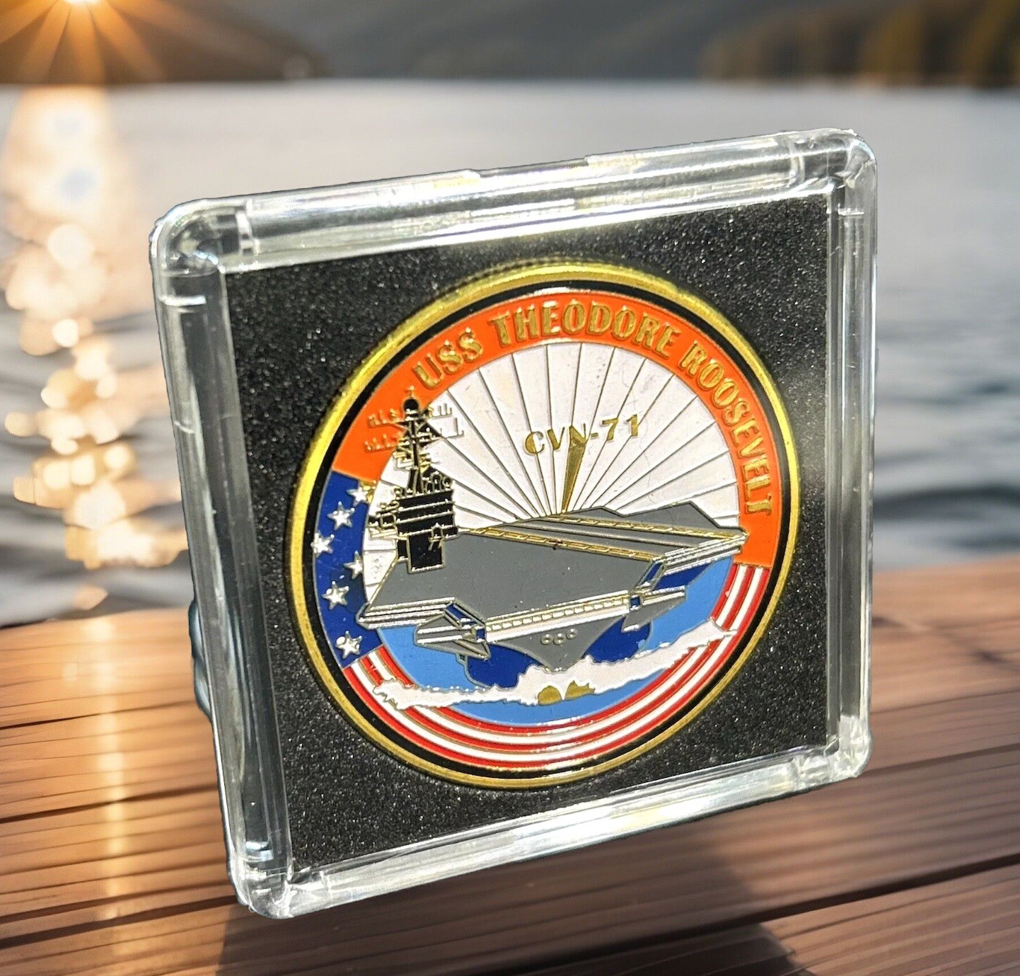 US NAVY Challenge Coin-USS THEODORE ROOSEVELT CVN-71  New With 2X2 ST Case!-image
