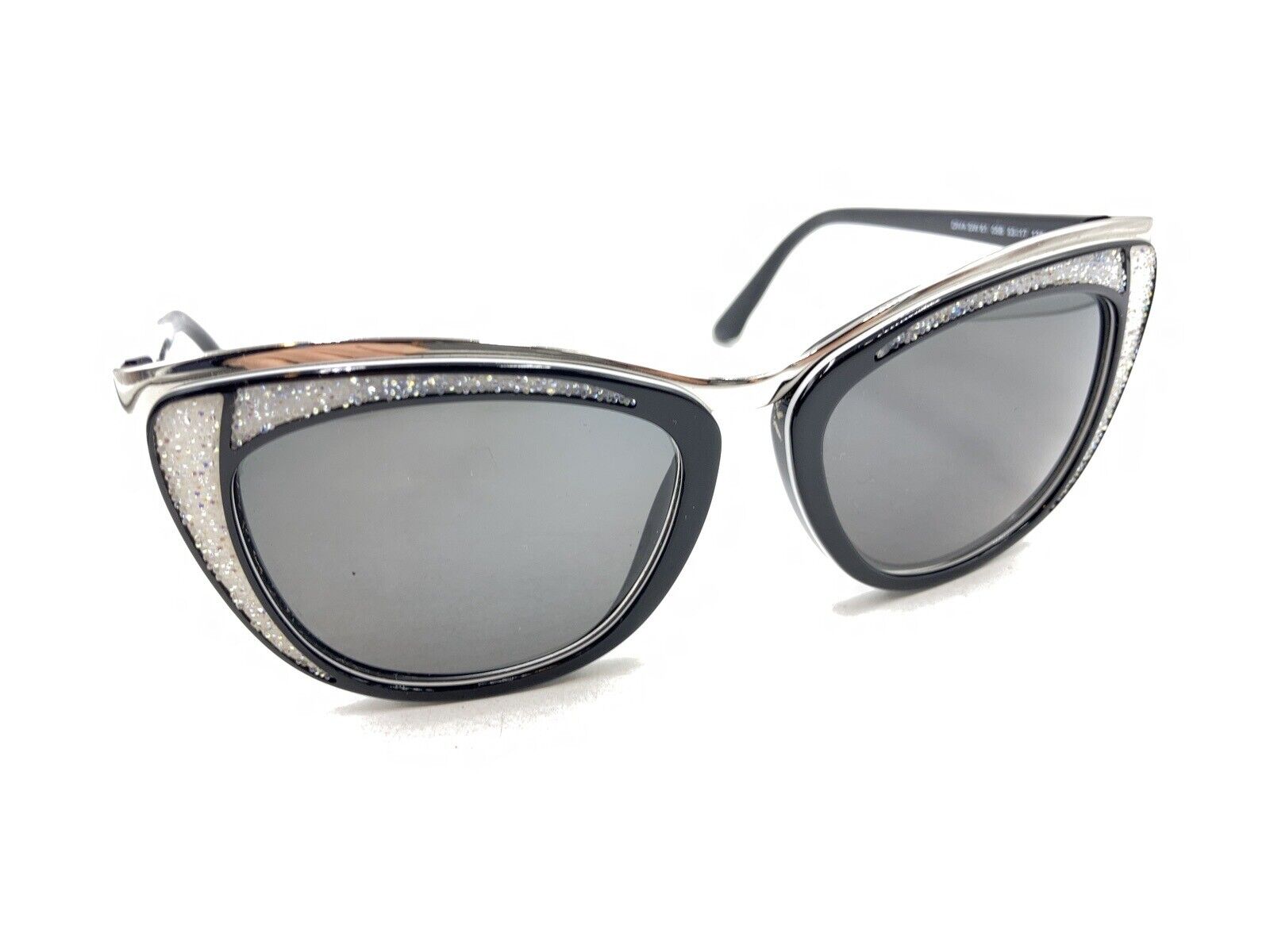 Swarovski Diva SW 61 05B Black Silver Cat Eye Sunglasses Frames 53-17 135 Italy