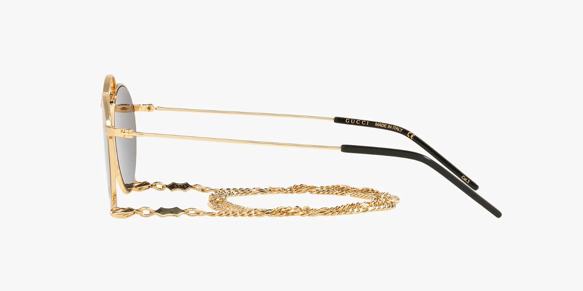 Gucci GG1034S 002 Gold Frame / Grey Lens / Gold Chain