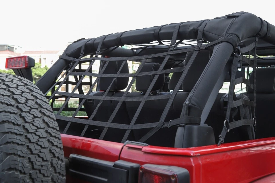 Rear Trunk Cargo Restraint System Net Cover Sunshade For Jeep Wrangler JK JKU 3X - Image 2 of 4
