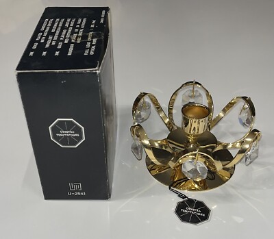 CRYSTAL TEMPTATIONS - 24K VERGOLDET KERZENHALTER m. SWAROVSKI KRISTALL NEU & OVP